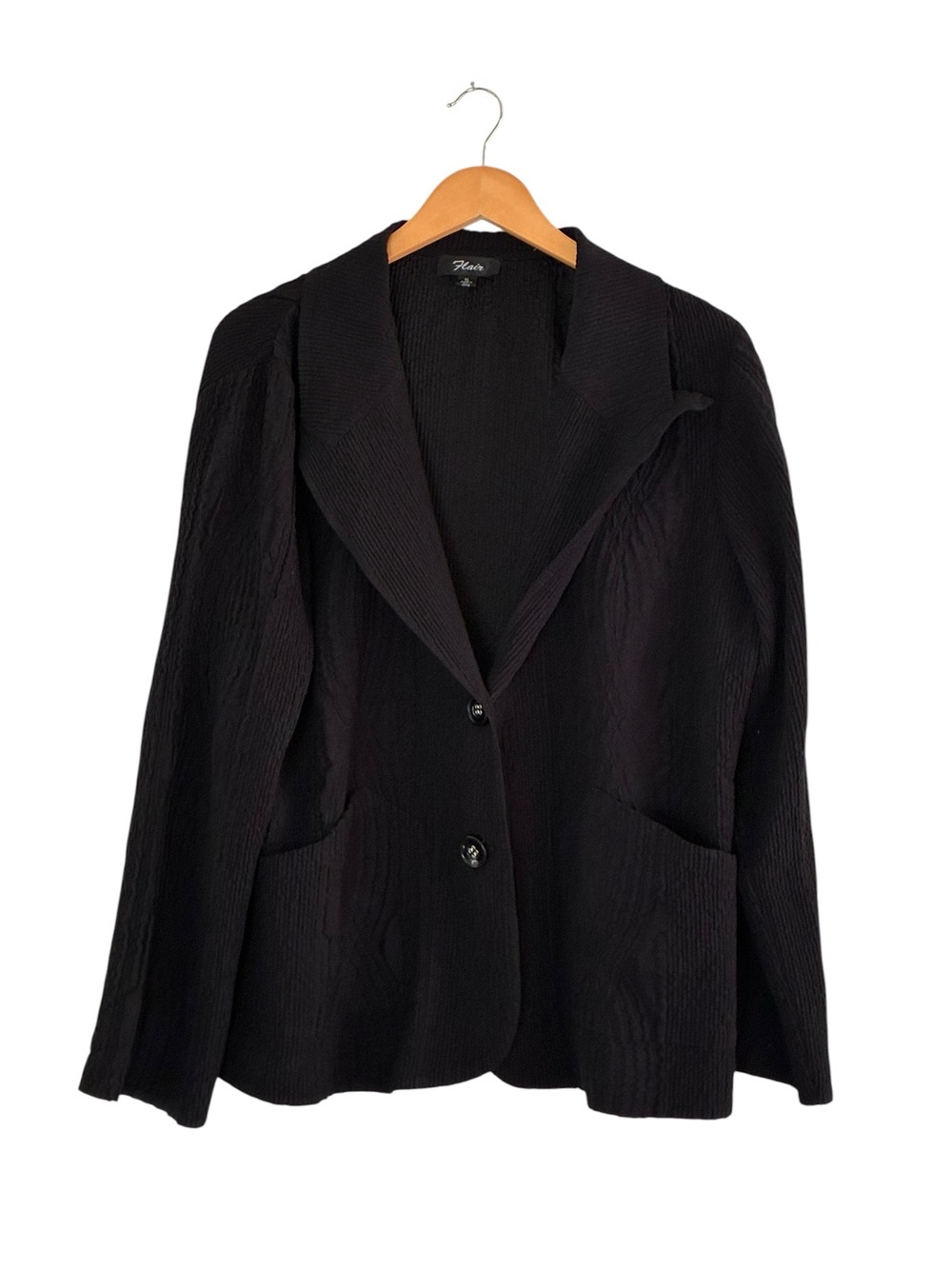 Flair | Vintage black lightweight textured baggy button front shirt blazer XL